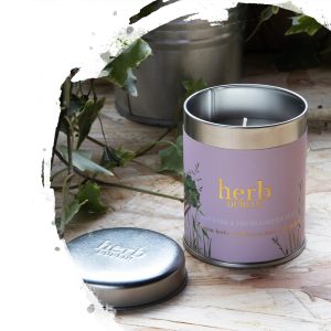 Rhubarb and Fresh Garden Mint- Tin candle.